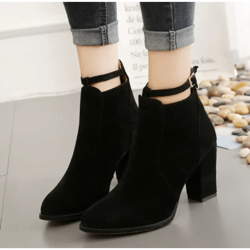Botines con Tacón de Bloque Alto para Mujer | Ideal para Uso Diario y Eventos