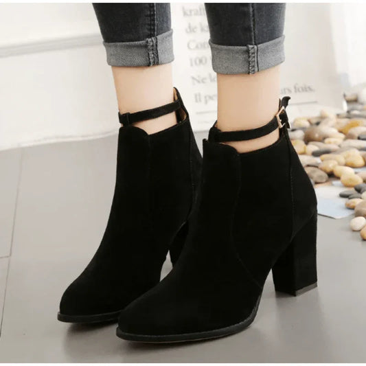 Botines con Tacón de Bloque Alto para Mujer | Ideal para Uso Diario y Eventos