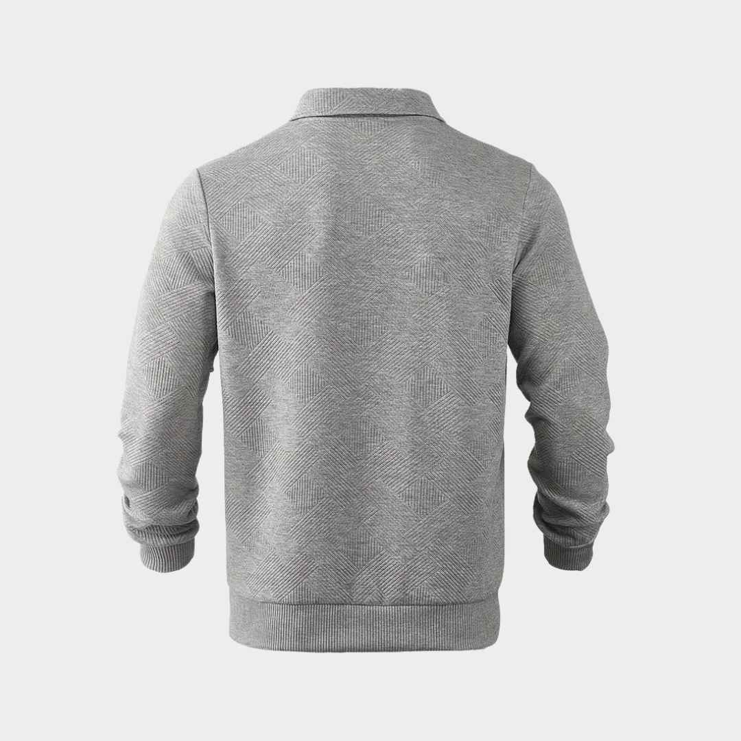 Sudadera De Corte Amplio Con Motivo Geométrico Y Cuello Con Media Cremallera Para Hombres | Ideal Para Uso Diario E Informal