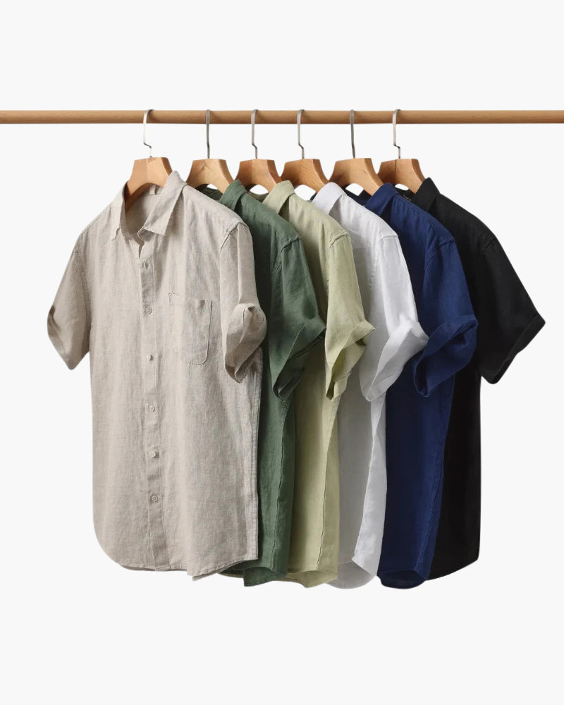 Chemise À Manches Courtes Avec Camisa de Manga Corta con Cierre Abotonado para Hombres | Ideal para Clima CálidoCoupe Droite Pour Hommes | Idéale Pour La Saison Chaude Et Les Usages Quotidiens