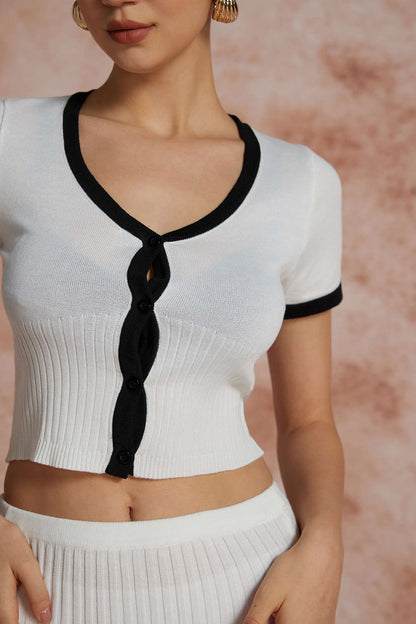Conjunto De Dos Piezas Para Mujer Con Top Abotonado Y Falda Plisada | Ideal Para Uso Diario Y Salidas Informales