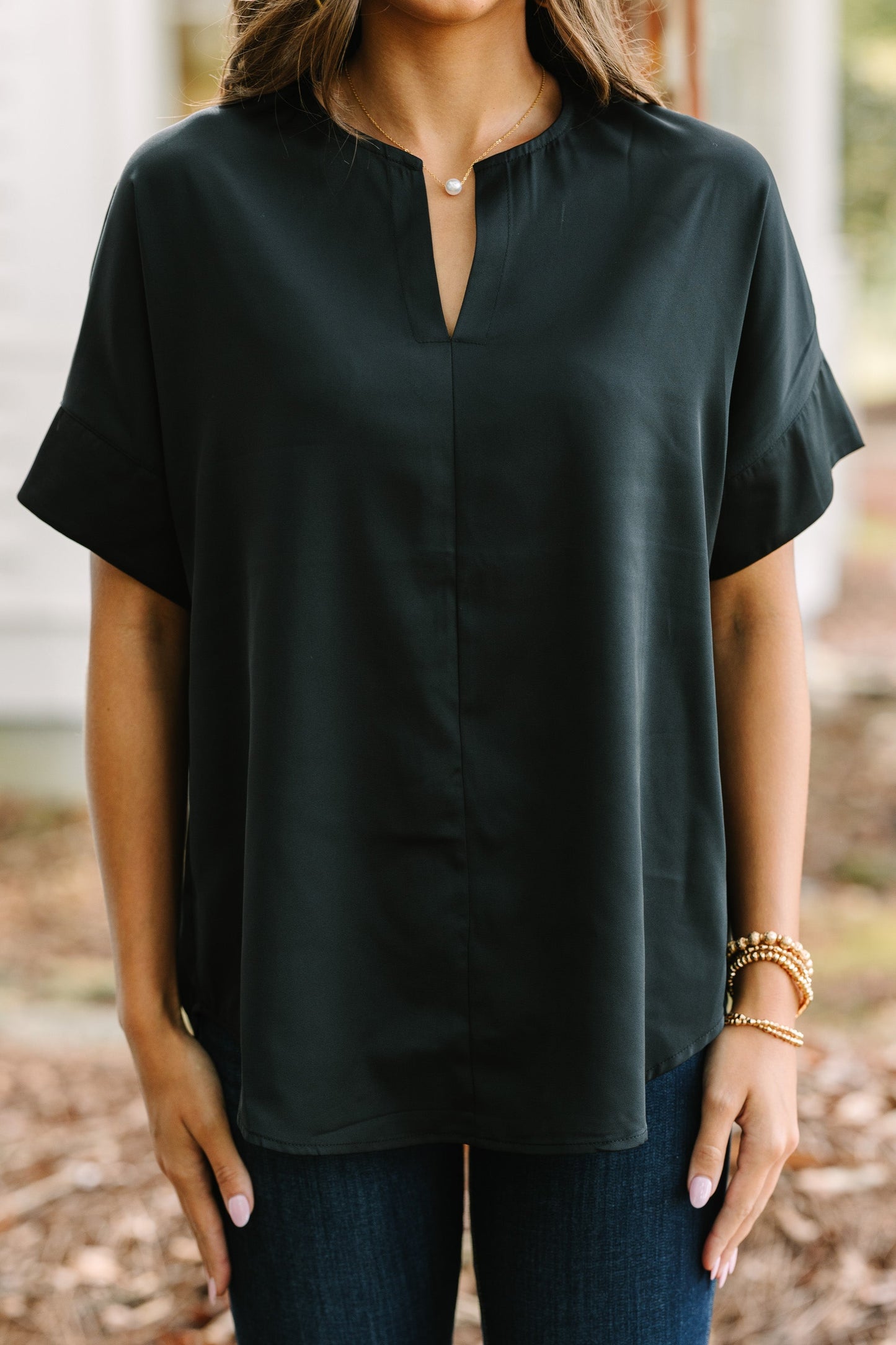 Top Con Corte Recto Y Escote En V Fendido Para Mujer | Ideal Para Uso Diario