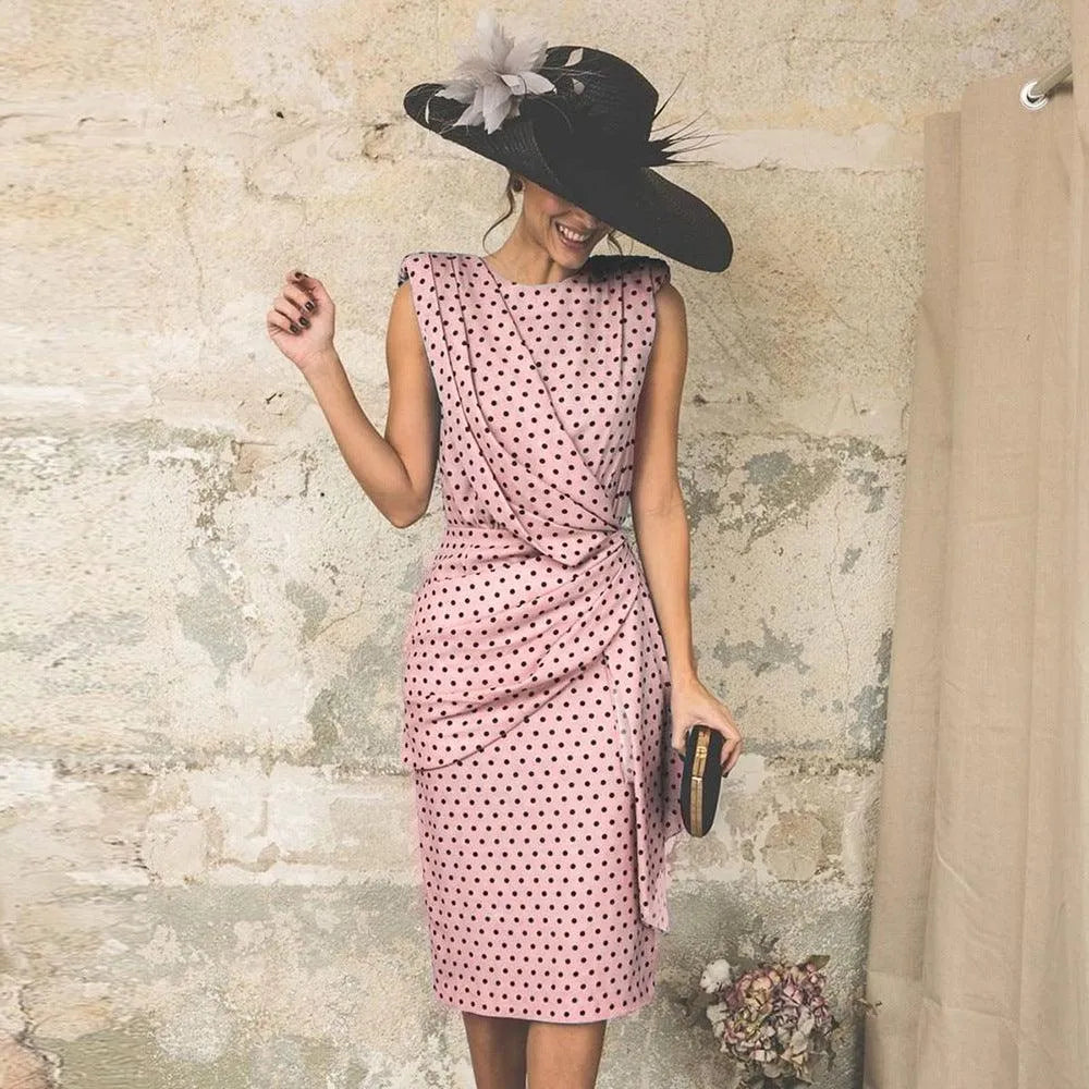 Vestido Midi Con Motivo De Lunares Para Mujer | Ideal Para Uso Diario Y Salidas Estivales