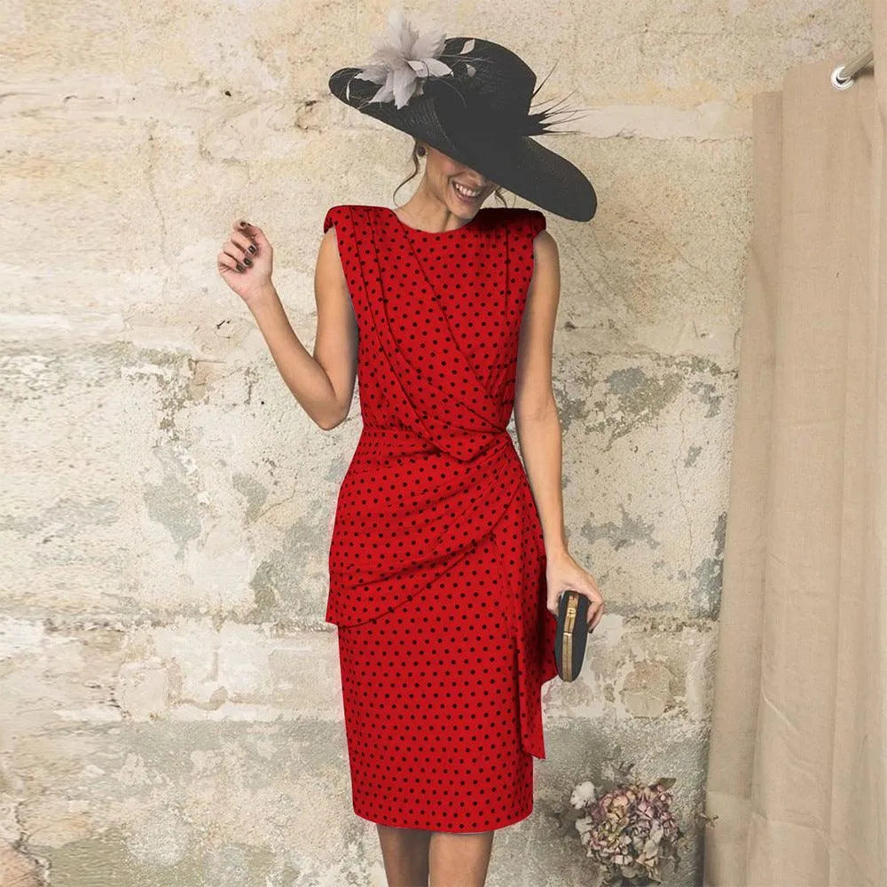 Vestido Midi Con Motivo De Lunares Para Mujer | Ideal Para Uso Diario Y Salidas Estivales