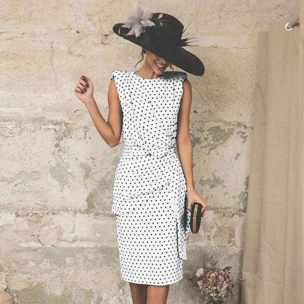 Vestido Midi Con Motivo De Lunares Para Mujer | Ideal Para Uso Diario Y Salidas Estivales
