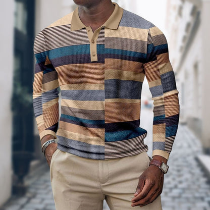 Camisa de Manga Larga Slim Fit con Motivo Rayado para Hombre | Ideal para Uso Diario y Formal