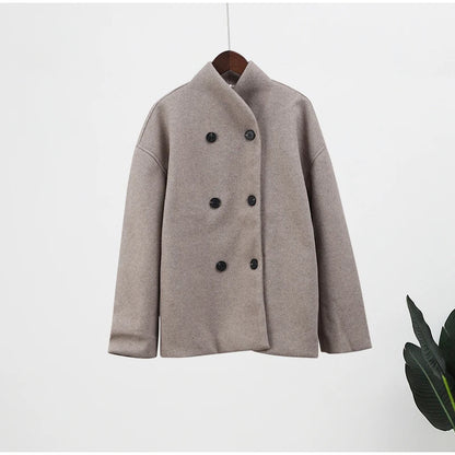 Abrigo De Invierno Con Corte Suelto Y Botones Dobles Para Mujer | Ideal Para Invierno