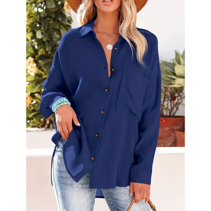 Camisa Con Corte Recto Y Mangas Largas Para Mujer | Ideal Para Uso Diario Y Profesional