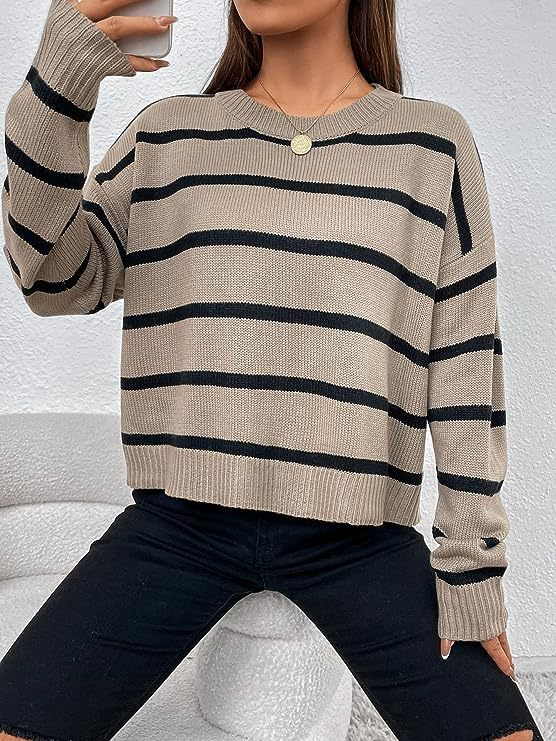 Jersey De Rayas con Hombro Caído para Mujer | Ideal para Primavera