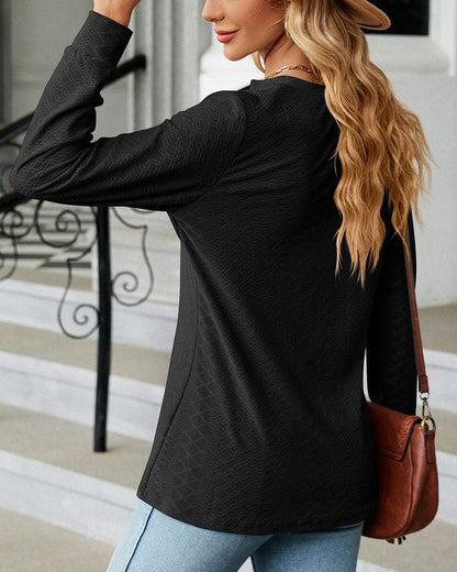 Blusa de Mangas Largas con Cuello en V y Cierre de Botones para Mujeres | Ideal para Uso Diario y Trabajo Informal