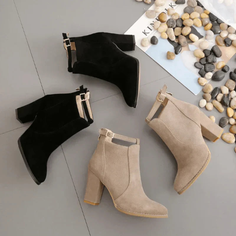Botines con Tacón de Bloque Alto para Mujer | Ideal para Uso Diario y Eventos