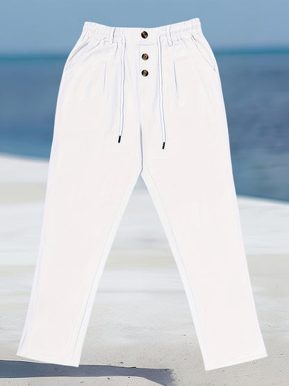 Pantalón de Pierna Ancha con Cintura Elástica y Cordón para Hombre | Ideal para Uso Diario