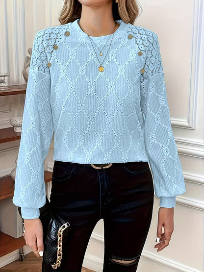 Blusa de Mangas Largas con Motivo Texturizado para Mujeres | Ideal para Uso Diario y Trabajo Informal