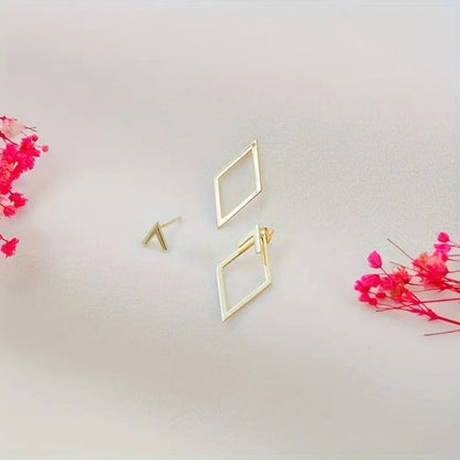 Pendientes Con Diseño Geométrico Y Cierre Push-Back Para Adultos | Ideales Para Uso Diario O Eventos