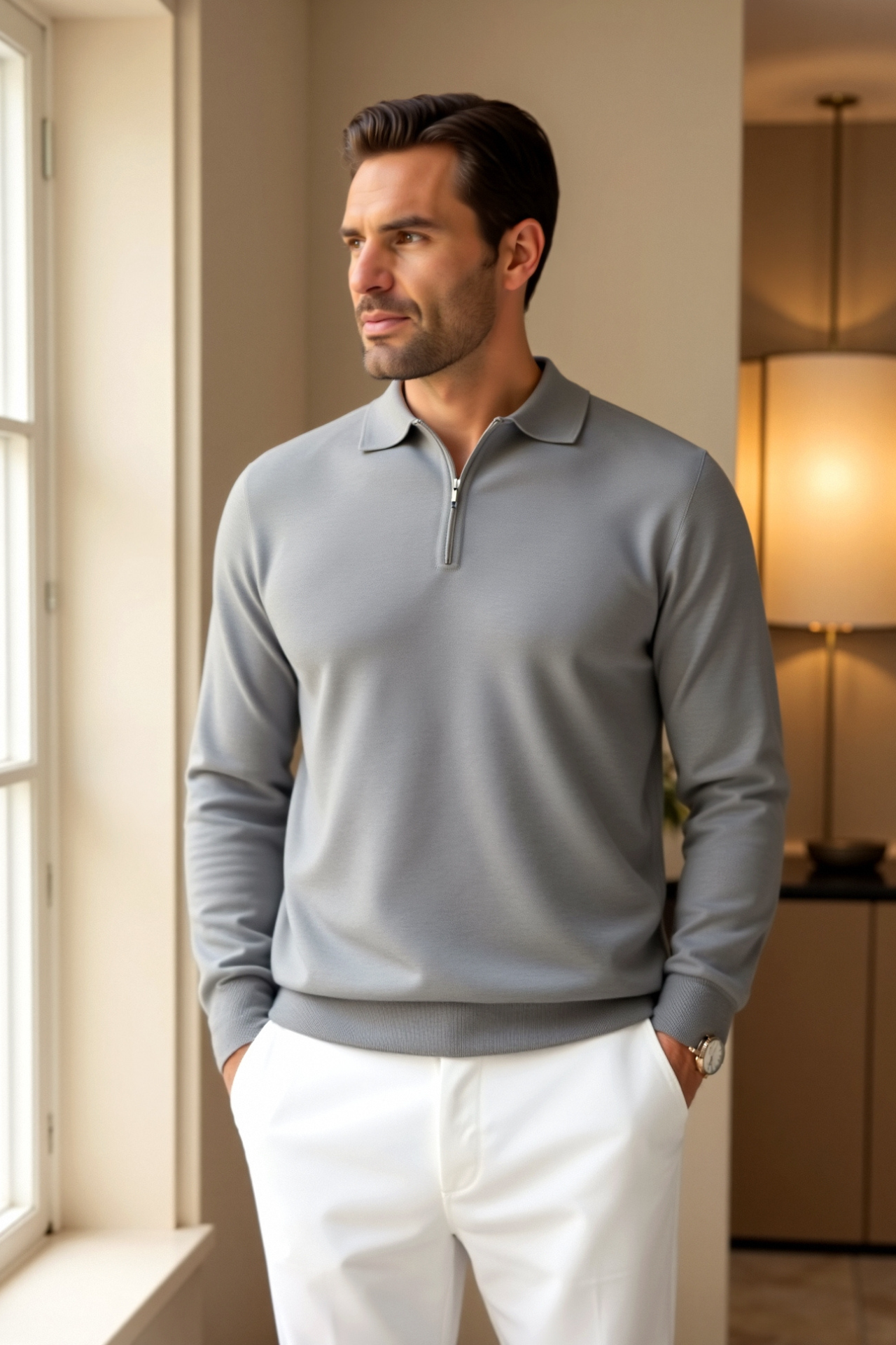 Polo de Hombre con Cremallera Frontal para Uso Diario | Ideal para Trabajo Informal y Actividades Cotidianas