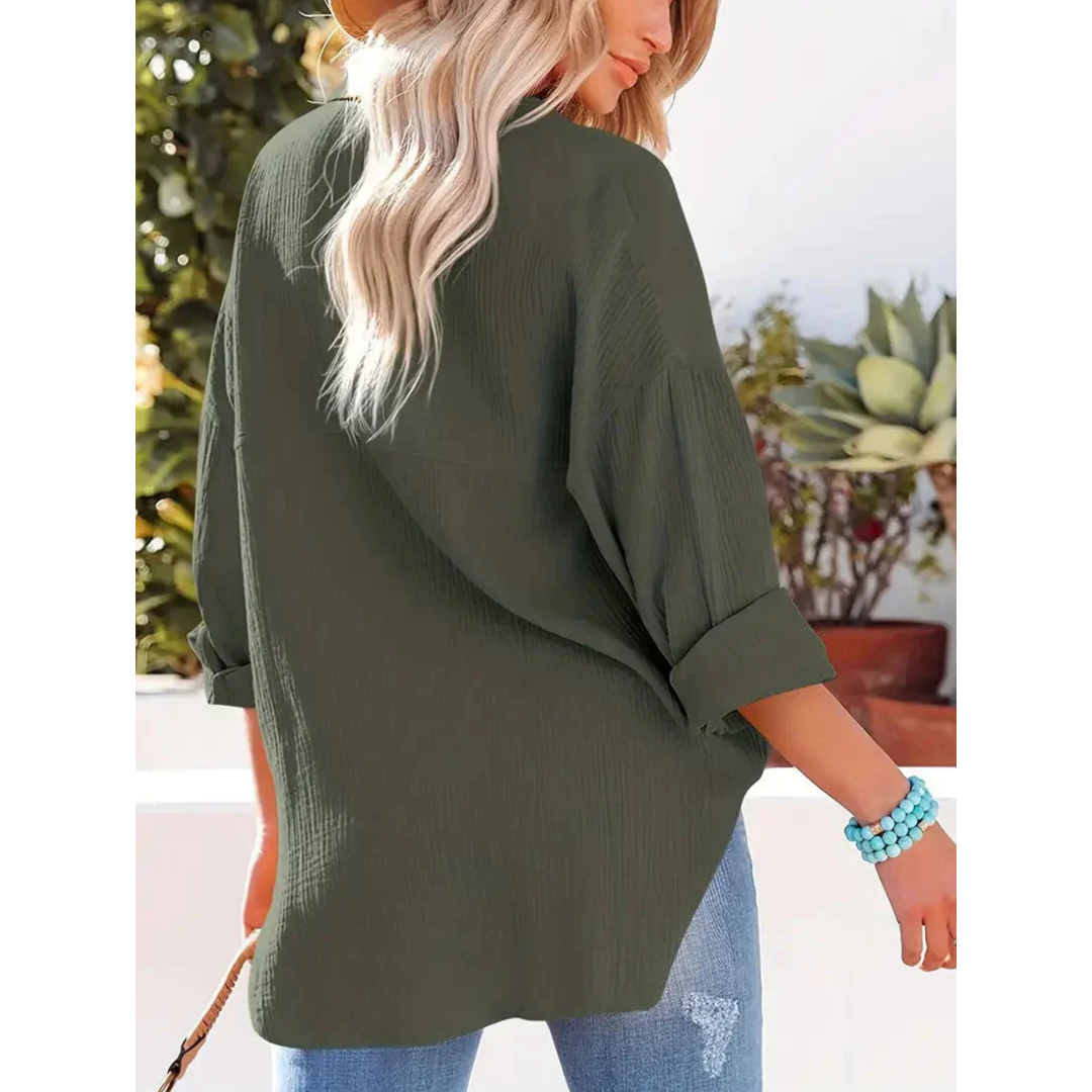 Camisa Con Corte Recto Y Mangas Largas Para Mujer | Ideal Para Uso Diario Y Profesional