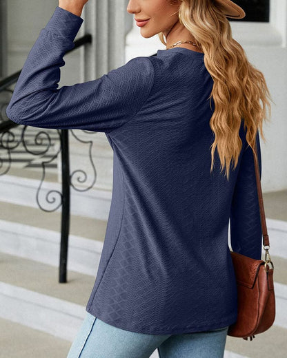 Blusa de Mangas Largas con Cuello en V y Cierre de Botones para Mujeres | Ideal para Uso Diario y Trabajo Informal