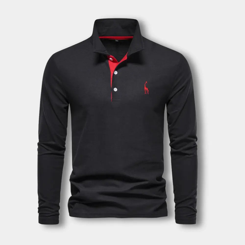 Polo De Manga Larga Con Cuello Abierto Y Cierre De Tres Botones Para Hombre | Ideal Para Uso Diario Y Actividades Informales