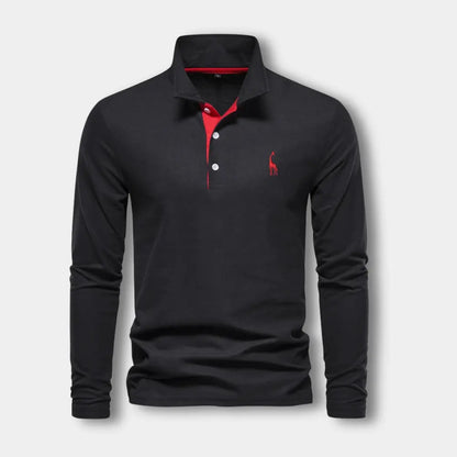 Polo De Manga Larga Con Cuello Abierto Y Cierre De Tres Botones Para Hombre | Ideal Para Uso Diario Y Actividades Informales