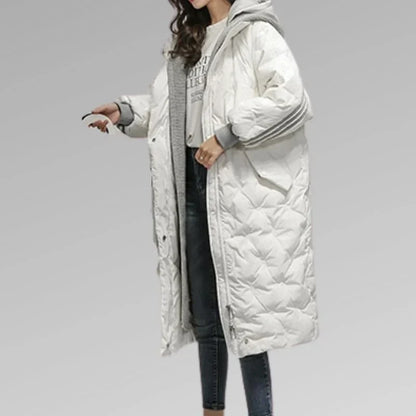 Abrigo Largo Acolchado Con Capucha Para Mujer | Ideal Para Otoño E Invierno