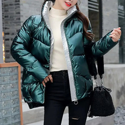 Chaqueta de Invierno con Acabado Brillante para Mujer | Ideal para Invierno