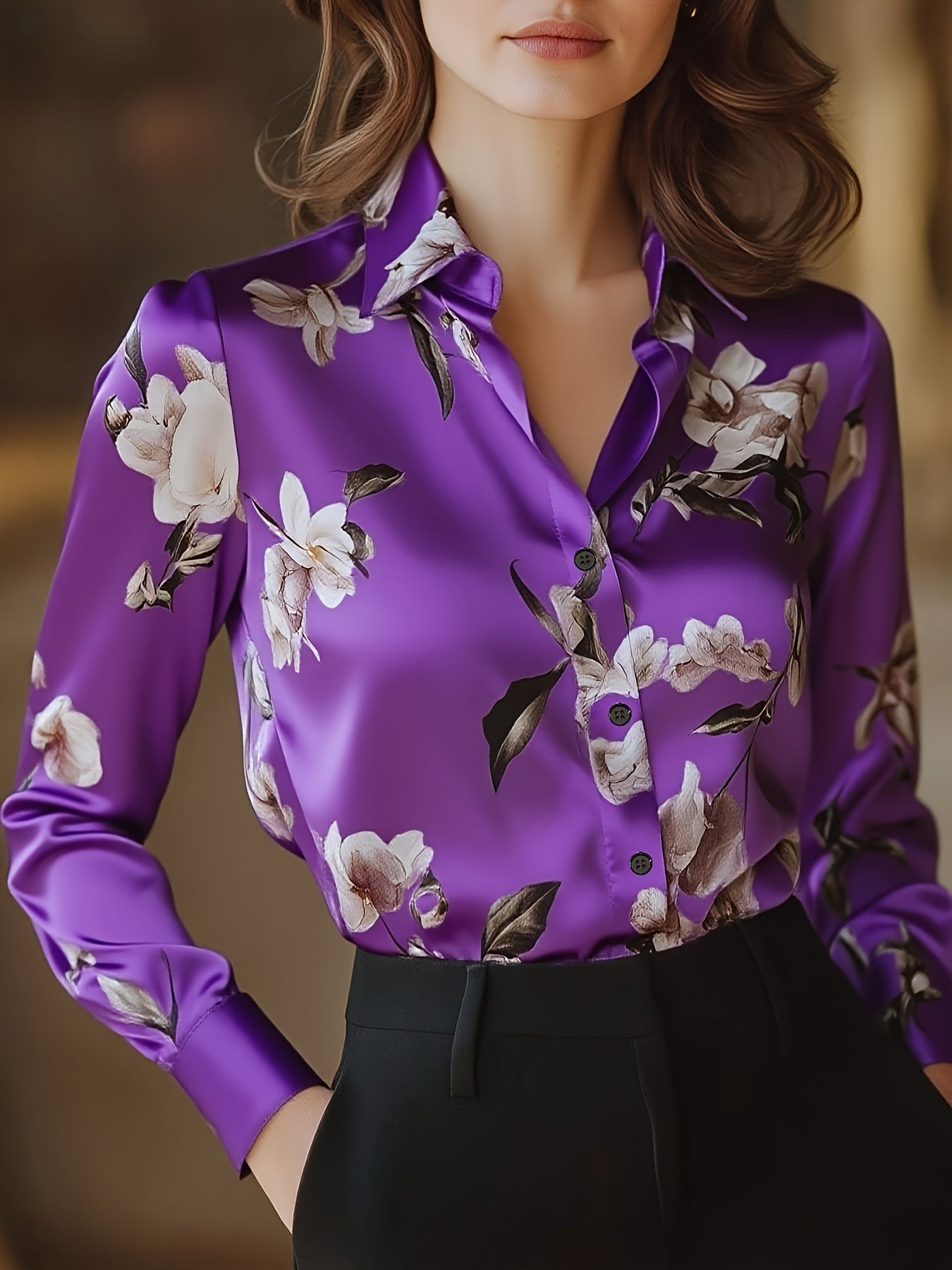 Camisa de Mangas Largas con Cierre de Botones para Mujeres | Ideal para Uso Diario y Profesional