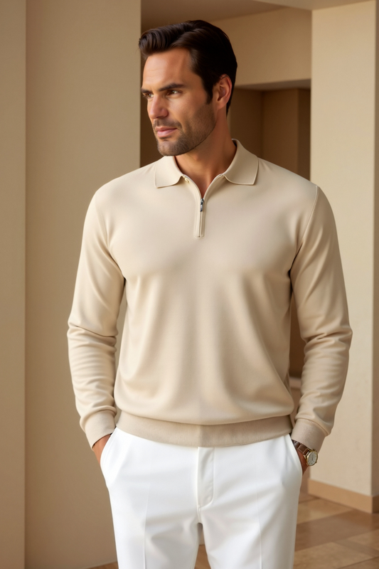 Polo de Hombre con Cremallera Frontal para Uso Diario | Ideal para Trabajo Informal y Actividades Cotidianas