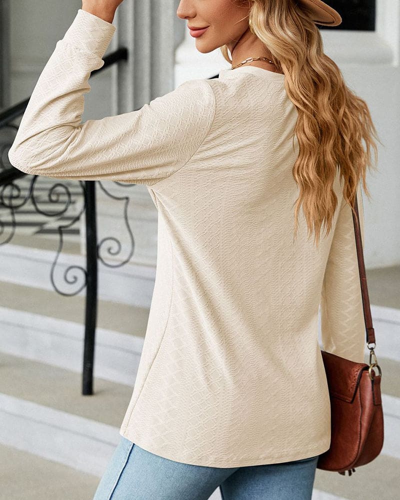 Blusa de Mangas Largas con Cuello en V y Cierre de Botones para Mujeres | Ideal para Uso Diario y Trabajo Informal