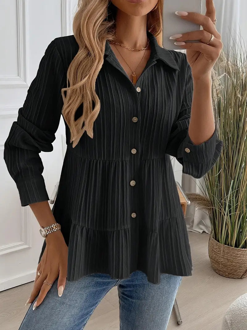 Camisa Con Cierre De Botones Y Corte Fluido Para Mujer | Ideal Para Oficina Y Uso Diario