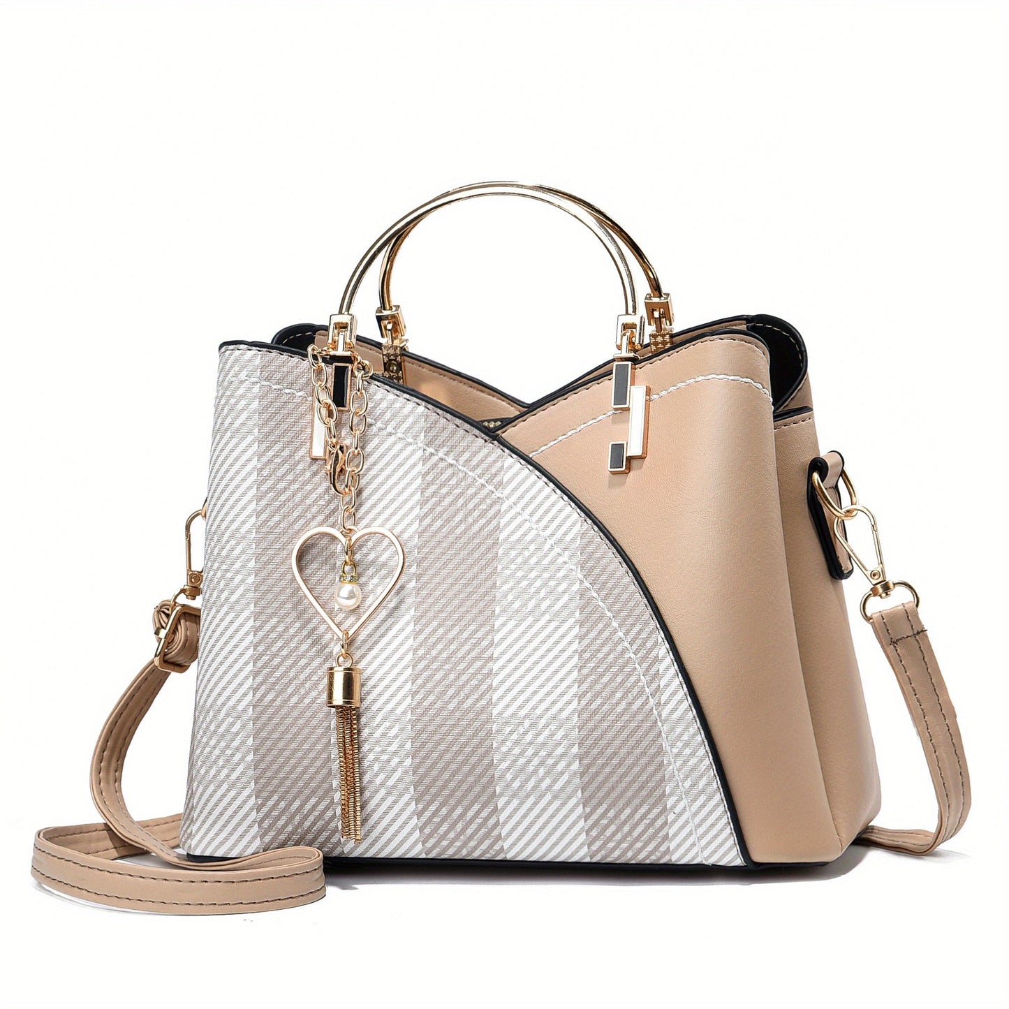 Bolso de Mano con Compartimento Principal y Detalles Color Block para Mujer | Ideal para Uso Diario