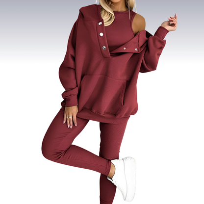 Conjunto Deportivo De 3 Piezas Con Diseño Coordinado Para Mujer | Ideal Para Entrenamiento Y Uso Diario