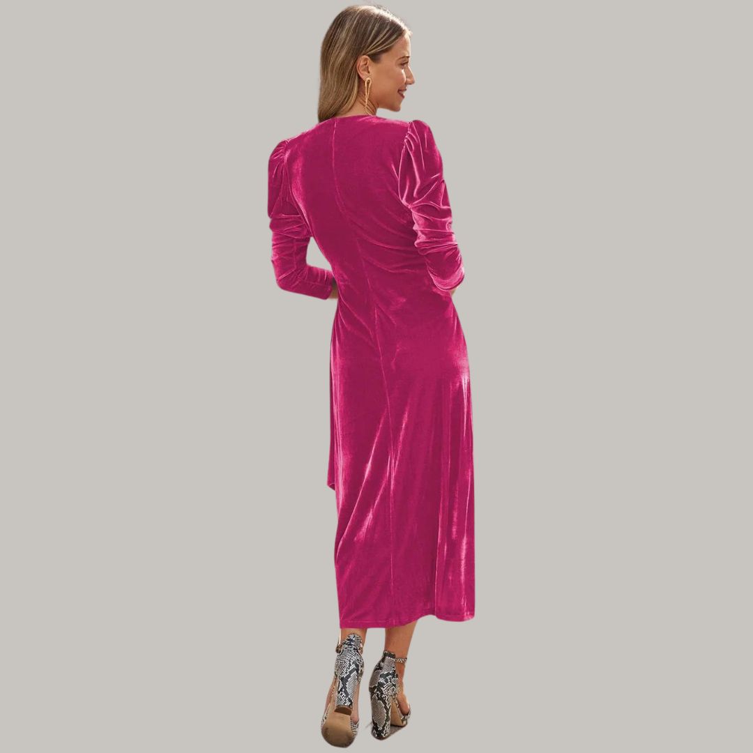 Vestido Midi con Corte Cruzado y Cuello en V para Mujer | Ideal para Eventos Nocturnos