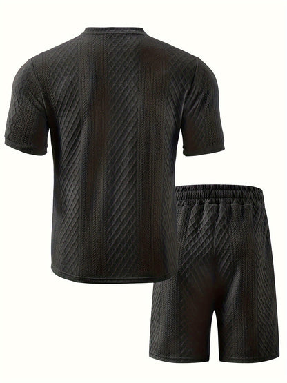 Conjunto de Dos Piezas con Camisa de Cuello Mao para Hombre | Ideal para Uso Diario