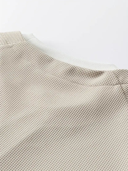 Camiseta Henley de Manga Larga con Textura de Patrón Tipo Panal para Hombre | Ideal para Uso Diario