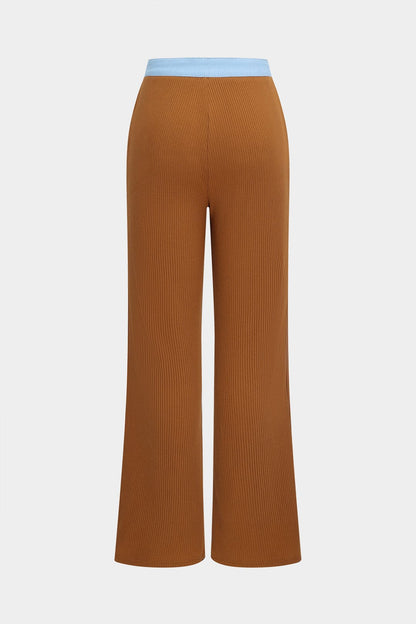 Conjunto De Dos Piezas con Camisa Ajustada y Pantalón De Pierna Ancha para Mujer | Ideal para Uso Diario y Entornos Formales
