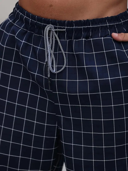 Pantalón de Corte Recto con Motivo Cuadriculado y Cintura Elástica para Hombre | Ideal para Uso Diario