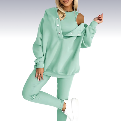 Conjunto Deportivo De 3 Piezas Con Diseño Coordinado Para Mujer | Ideal Para Entrenamiento Y Uso Diario