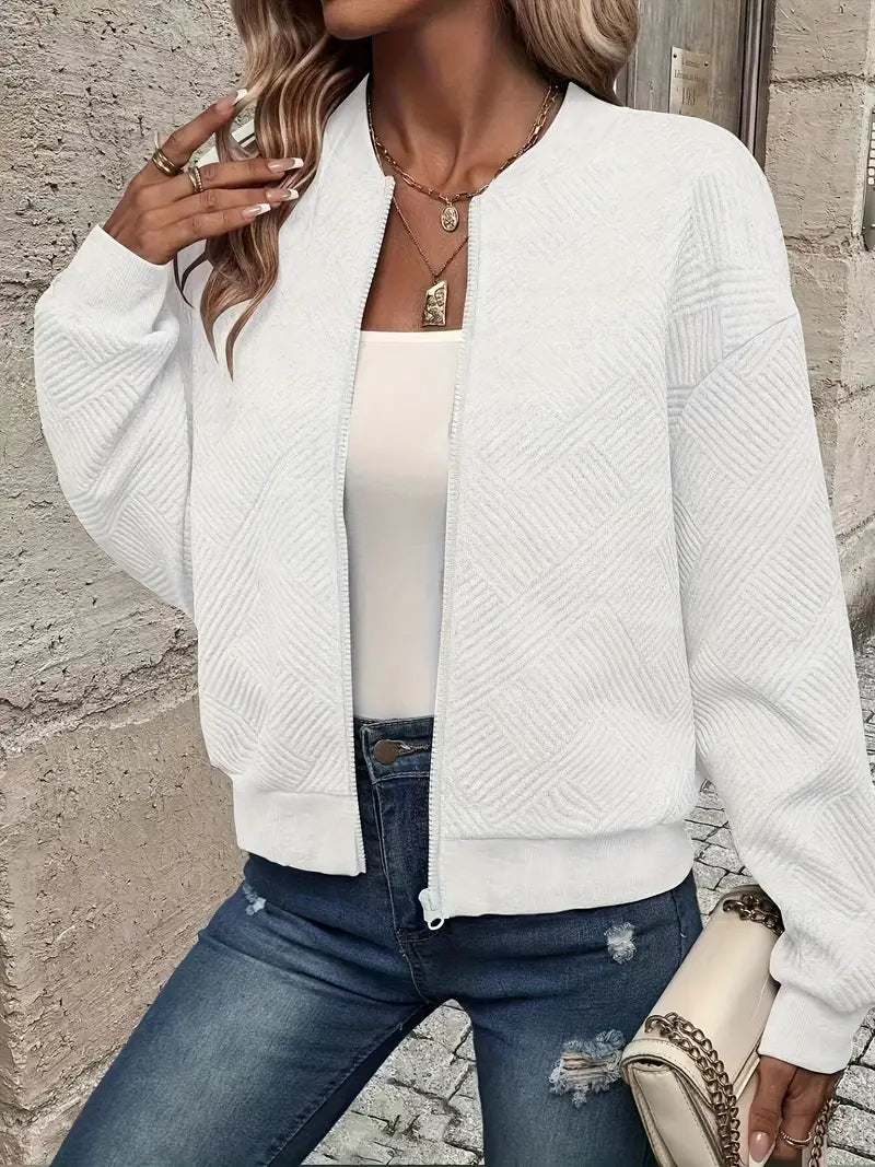 Chaqueta Con Cremallera Frontal Y Corte Holgado Para Mujer | Ideal Para Uso Diario O Entretiempo
