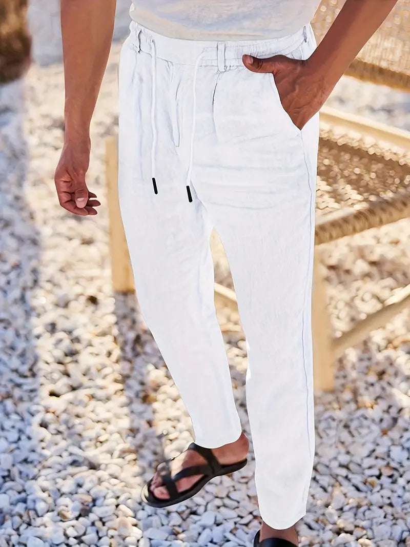 Pantalón Casual de Corte Amplio con Cintura Elástica y Cordón para Hombre | Ideal para Uso Diario