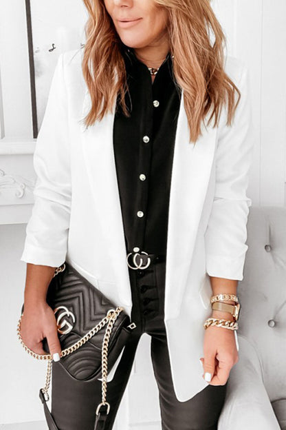 Blazer De Manga Larga Con Cuello Solapado Para Mujer | Ideal Para Oficina Y Uso Diario