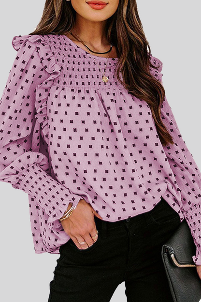 Blusa de Mujer con Mangas Abullonadas e Impresión Coordinada | Ideal para Uso Diario y Profesional