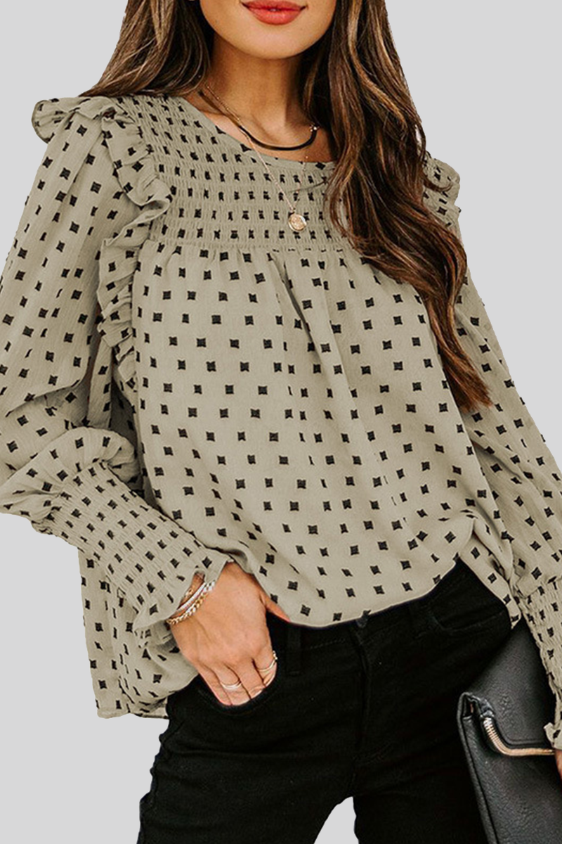 Blusa de Mujer con Mangas Abullonadas e Impresión Coordinada | Ideal para Uso Diario y Profesional