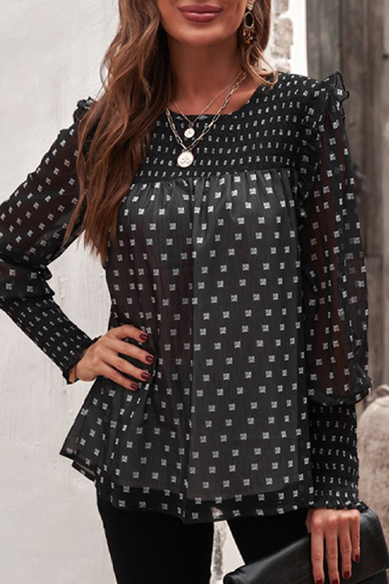Blusa de Mujer con Mangas Abullonadas e Impresión Coordinada | Ideal para Uso Diario y Profesional