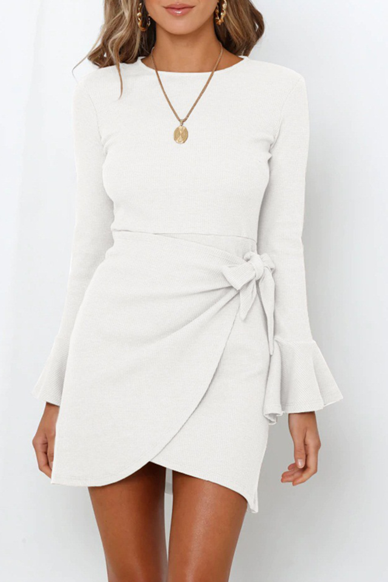 Vestido Mini con Cuello Redondo y Manga Larga para Mujer | Ideal para Uso Diario