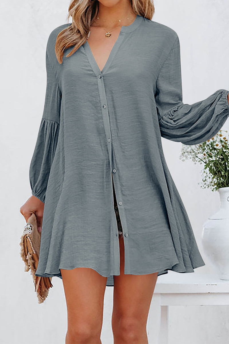 Blusa Larga Con Cuello En V Y Mangas Largas Para Mujer | Ideal Para Uso Diario Y Profesional