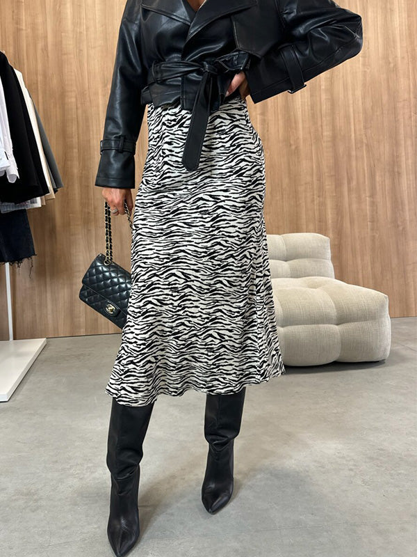 Falda Midi Evasé con Estampado de Cebra para Mujer | Ideal para Uso Diario y Noche