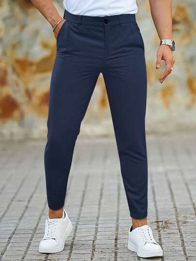 Pantalones Chino Para Hombre Con Corte Recto Y Bolsillos Laterales | Ideal Para Uso Formal