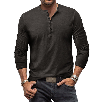 Camiseta Henley de Manga Larga para Hombres | Ideal para Uso Diario