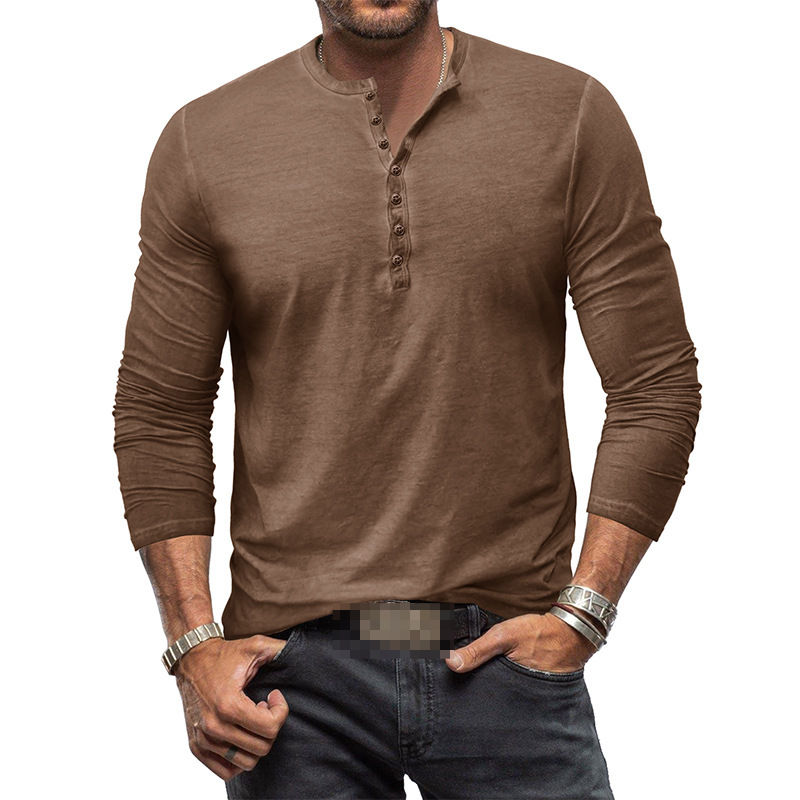Camiseta Henley de Manga Larga para Hombres | Ideal para Uso Diario