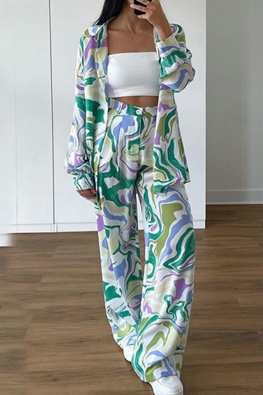 Conjunto de Dos Piezas con Estampado Abstracto para Mujer | Ideal para Uso Casual